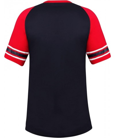 Womens City Baseball Fans V Neck Cage Raglan T-Shirts Navy $18.69 T-Shirts