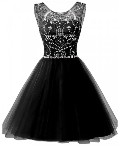 Women's Short Tulle Beading Homecoming Dresses 2022 Prom Party Gowns 133-black $20.24 Dresses