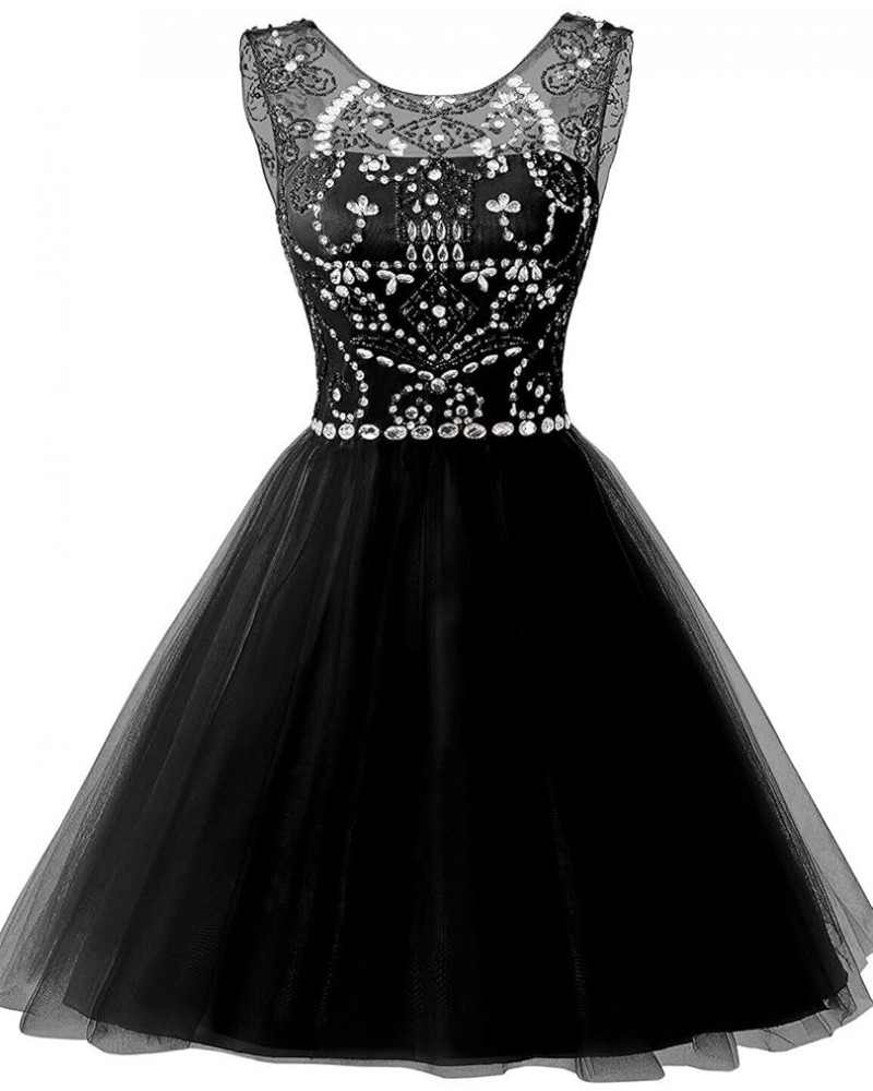 Women's Short Tulle Beading Homecoming Dresses 2022 Prom Party Gowns 133-black $20.24 Dresses