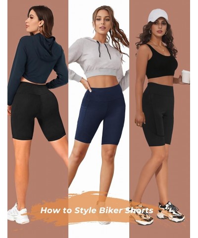 2 Pack Biker Shorts Women 8" High Waisted Yoga Compression Workout Shorts Athletic Gym Short Leggings with One Pockets 2pcs B...