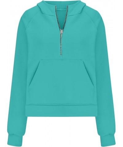 Oversized Hoodies For Women Zip Up Long Sleeve Hooded Sweatshirts Casual Quarter Zip Pullover Tops Fall Y2K Clothes J014-blue...