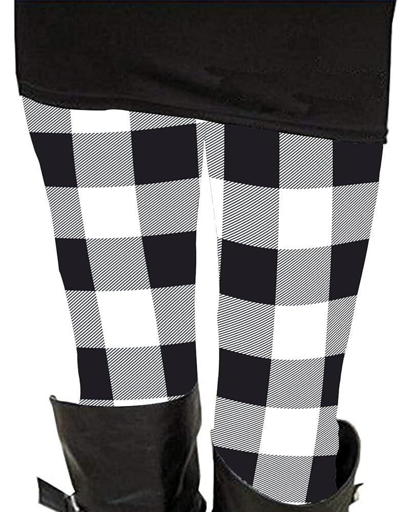 Women's Brushed Christmas Ankle Length Seasonal Printed Leggings Black Deals Friday 2023 S-3XL C-black White Grey Lattice $6....