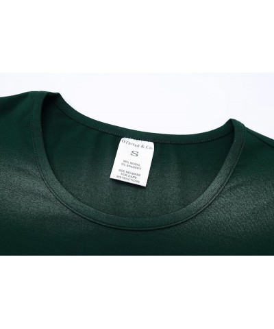 Women's Long Sleeve Crew Neck Crop Top Basic Comfy Stretch Tee Deep Forest Green $10.56 T-Shirts