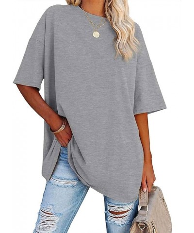 Women's Oversized T Shirts Tees Half Sleeve V Neck Comfy Cozy Cotton Tunic Tops A-gray $12.41 T-Shirts