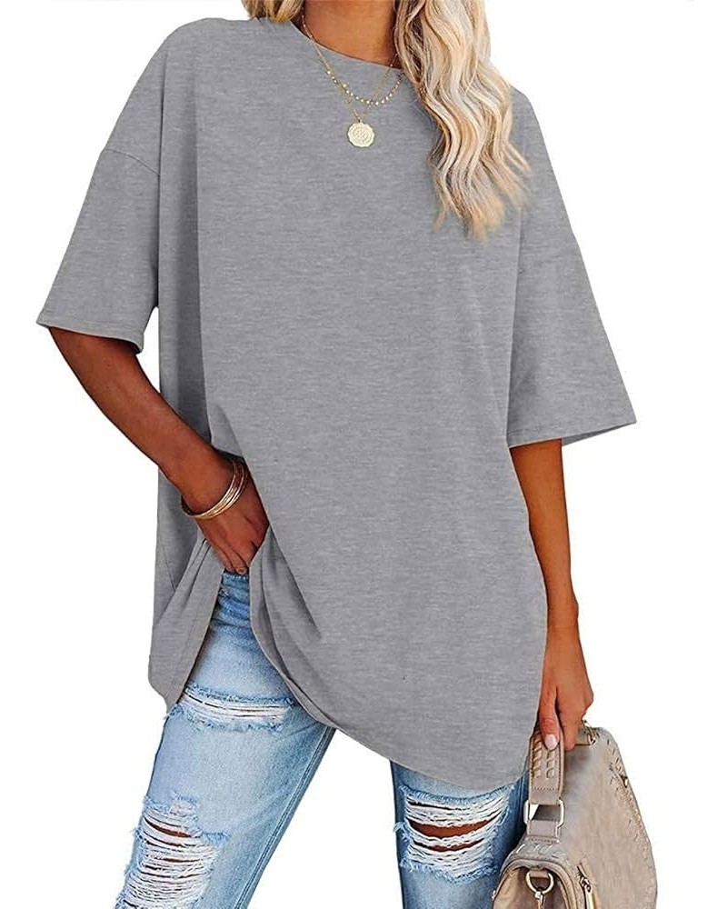 Women's Oversized T Shirts Tees Half Sleeve V Neck Comfy Cozy Cotton Tunic Tops A-gray $12.41 T-Shirts