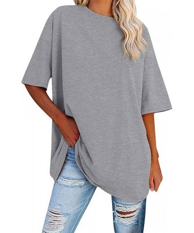 Women's Oversized T Shirts Tees Half Sleeve V Neck Comfy Cozy Cotton Tunic Tops A-gray $12.41 T-Shirts