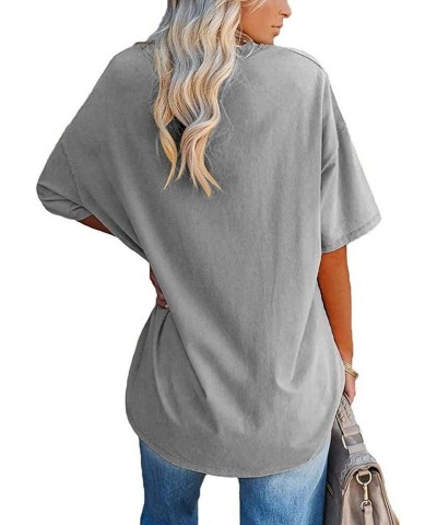 Women's Oversized T Shirts Tees Half Sleeve V Neck Comfy Cozy Cotton Tunic Tops A-gray $12.41 T-Shirts