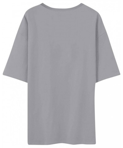 Women's Oversized T Shirts Tees Half Sleeve V Neck Comfy Cozy Cotton Tunic Tops A-gray $12.41 T-Shirts