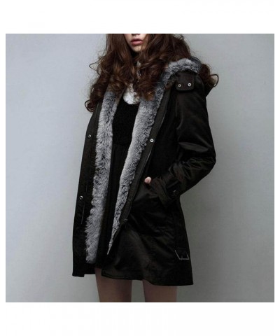 Womens Winter Coats Mid-Length Sherpa Lined Warm Zipper Jackets Thickened Windproof Outerwear with Faux Fur Hood 03black $20....