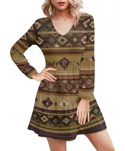 Swing Shift Dress for Women Flowy Mini Dress Long Sleeve Tunic Dress Aztec Tribal $14.52 Dresses