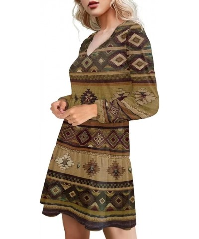 Swing Shift Dress for Women Flowy Mini Dress Long Sleeve Tunic Dress Aztec Tribal $14.52 Dresses