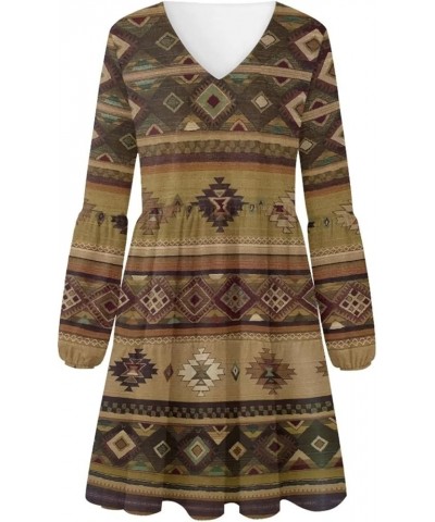 Swing Shift Dress for Women Flowy Mini Dress Long Sleeve Tunic Dress Aztec Tribal $14.52 Dresses