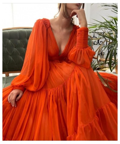 Long Puffy Sleeve Prom Dress V Neck A-Line Ball Gown Chiffon Formal Evening Gowns for Women RS008 Mist $38.47 Dresses