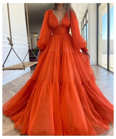 Long Puffy Sleeve Prom Dress V Neck A-Line Ball Gown Chiffon Formal Evening Gowns for Women RS008 Mist $38.47 Dresses