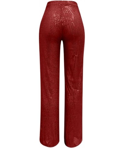 Sparkle Pants Women,Womens Sequin Pants Shiny Glitter Bling Evening Party Pants Fashion Pencil Pants with Drawstring Z1-red $...