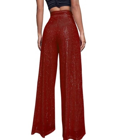 Sparkle Pants Women,Womens Sequin Pants Shiny Glitter Bling Evening Party Pants Fashion Pencil Pants with Drawstring Z1-red $...