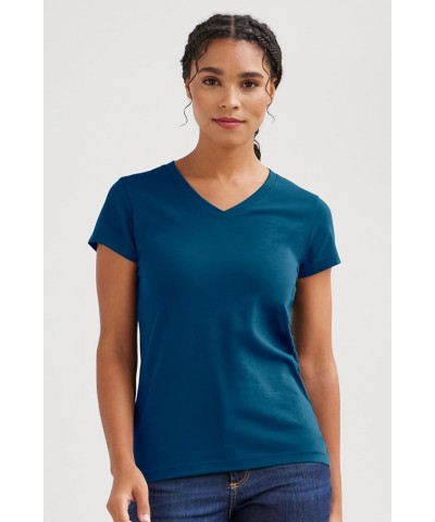 Women's Organic Pima Cotton Short Sleeve V-Neck T-Shirt Peacock $14.70 T-Shirts