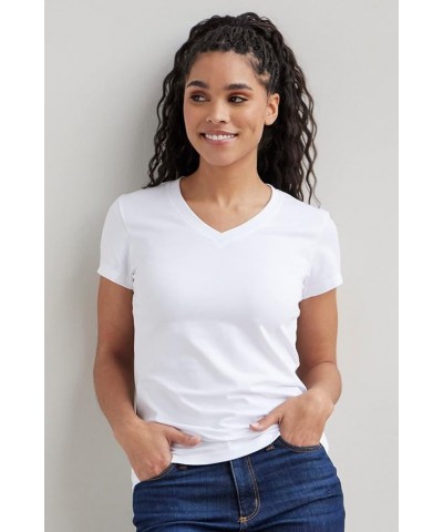 Women's Organic Pima Cotton Short Sleeve V-Neck T-Shirt Peacock $14.70 T-Shirts