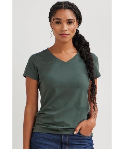 Women's Organic Pima Cotton Short Sleeve V-Neck T-Shirt Peacock $14.70 T-Shirts