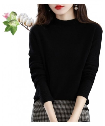 Cashmere Sweaters for Women, 100% Cashmere Long Sleeve Crew, Fall Winter Knit Pullover Jumper Tops Black $11.50 Sweaters