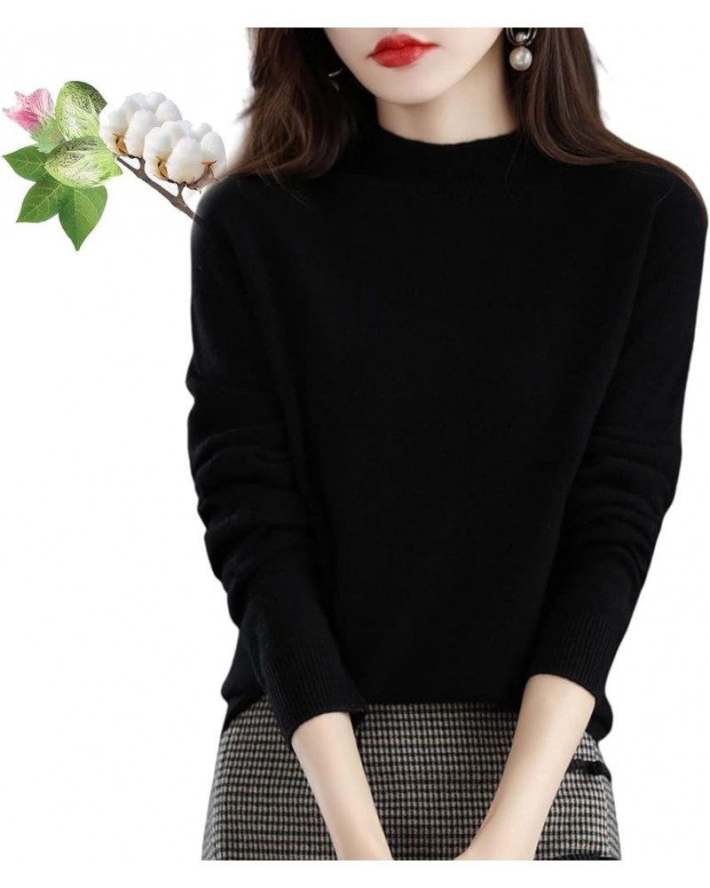 Cashmere Sweaters for Women, 100% Cashmere Long Sleeve Crew, Fall Winter Knit Pullover Jumper Tops Black $11.50 Sweaters