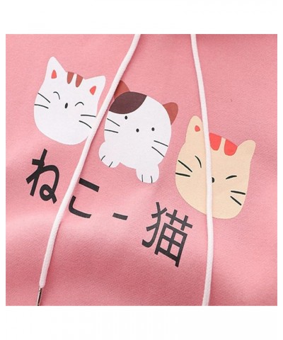 Hoodies for Women, Teen Girls Japanese Kawaii Style Kitty Cat Printed Hooded Pullovers Long Sleeve Sweatshirt Tops Pink $9.34...