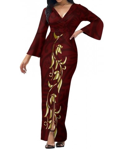 Custom Women's V-Neck Dress Hawaii Polynesian Women's Evening Maxi Dress Lml22630l $25.80 Dresses