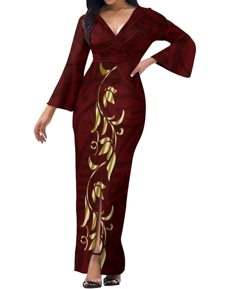 Custom Women's V-Neck Dress Hawaii Polynesian Women's Evening Maxi Dress Lml22630l $25.80 Dresses