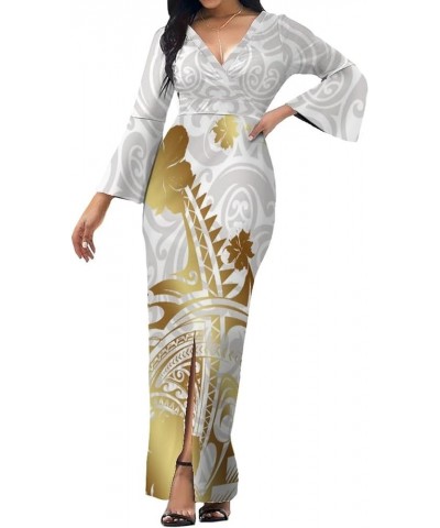 Custom Women's V-Neck Dress Hawaii Polynesian Women's Evening Maxi Dress Lml22630l $25.80 Dresses