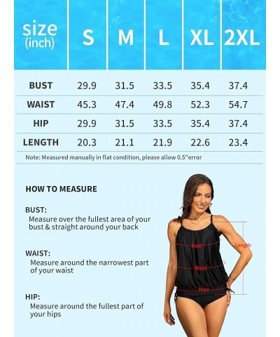 Womens Blouson Tankini Tops Only Loose Fit Swim Top Scoop Neck Bathing Suits Top Padded Swimsuit Top No Bottom Black $19.13 S...