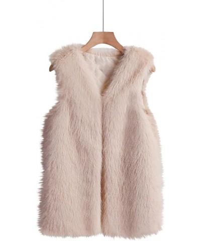 Winter Coats for Women with Hood Plush Faux Fur Jacket Fuzzy Soft Sherpa Vest Mid Length Winter Vest Comfy Clothes Beige - Sh...