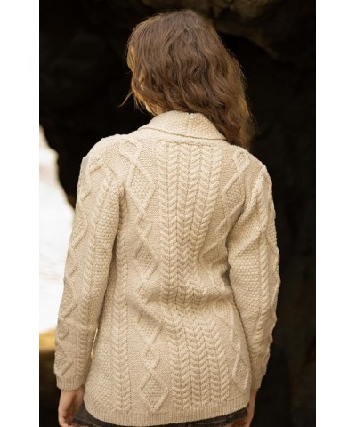 Shawl Neck Cardigan for Ladies 100% Merino Wool Buttoned V-Neck Sweater Made in Ireland Parsnip $45.54 Sweaters