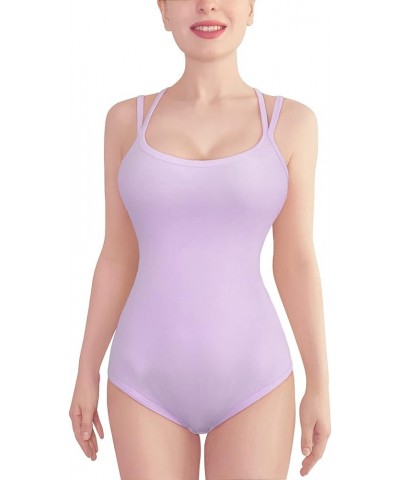 Cotton Romper Onesie Pajamas Bodysuit - Strappy Camisole Bodysuit Purple $17.50 Bodysuits