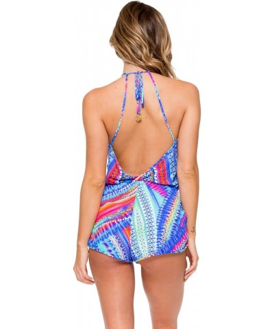 Women's Standard Star Girl Engineered Backless Romper Cover Up Multi $38.24 Swimsuits