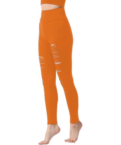 High Waist Yoga Pants Cutout Ripped Skinny Leggings for Women Super Soft and Comfortable Orange5 $9.27 Leggings