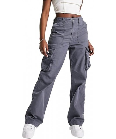 Cargo Pants Women High Waisted Y2K Parachute Pants with Drawstring Pockets Wide Leg Loose Fit Baggy Pants Streetwear Blue-1 $...