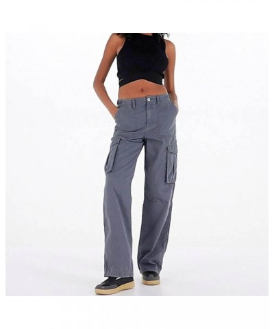 Cargo Pants Women High Waisted Y2K Parachute Pants with Drawstring Pockets Wide Leg Loose Fit Baggy Pants Streetwear Blue-1 $...