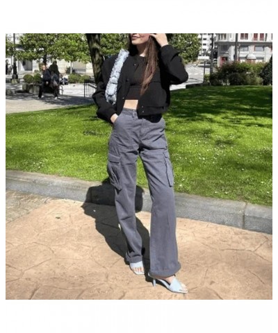 Cargo Pants Women High Waisted Y2K Parachute Pants with Drawstring Pockets Wide Leg Loose Fit Baggy Pants Streetwear Blue-1 $...