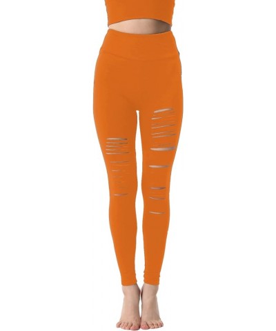 High Waist Yoga Pants Cutout Ripped Skinny Leggings for Women Super Soft and Comfortable Orange5 $9.27 Leggings