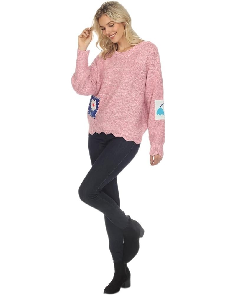 Women's Plus Size Casual Scoop Neck Long Sleeve Comfy Pullover Sweaters Tunics Pink-2 $31.34 Sweaters