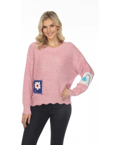 Women's Plus Size Casual Scoop Neck Long Sleeve Comfy Pullover Sweaters Tunics Pink-2 $31.34 Sweaters