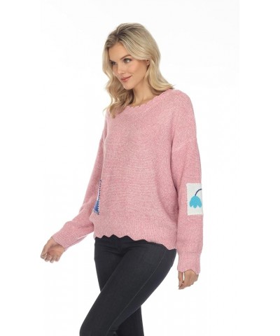 Women's Plus Size Casual Scoop Neck Long Sleeve Comfy Pullover Sweaters Tunics Pink-2 $31.34 Sweaters