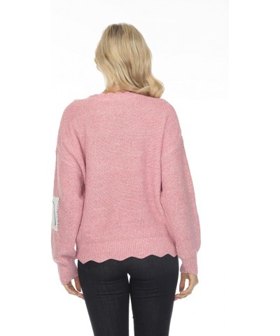 Women's Plus Size Casual Scoop Neck Long Sleeve Comfy Pullover Sweaters Tunics Pink-2 $31.34 Sweaters