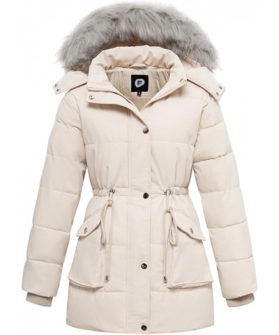 Women's Winter Hooded Coat Waterproof Down Long Jacket Warm Parka Thicken Puffer Coat with Removable Fur Hood White $32.25 Ja...