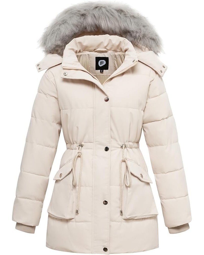 Women's Winter Hooded Coat Waterproof Down Long Jacket Warm Parka Thicken Puffer Coat with Removable Fur Hood White $32.25 Ja...