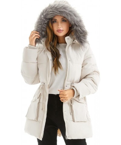 Women's Winter Hooded Coat Waterproof Down Long Jacket Warm Parka Thicken Puffer Coat with Removable Fur Hood White $32.25 Ja...