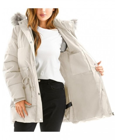 Women's Winter Hooded Coat Waterproof Down Long Jacket Warm Parka Thicken Puffer Coat with Removable Fur Hood White $32.25 Ja...