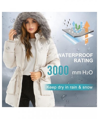 Women's Winter Hooded Coat Waterproof Down Long Jacket Warm Parka Thicken Puffer Coat with Removable Fur Hood White $32.25 Ja...