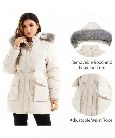 Women's Winter Hooded Coat Waterproof Down Long Jacket Warm Parka Thicken Puffer Coat with Removable Fur Hood White $32.25 Ja...