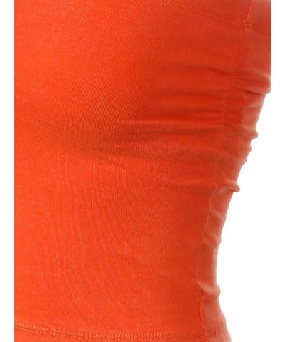 Women's Basic Casual Ruched Side Stretchy Tube Tops Orange $20.99 Activewear